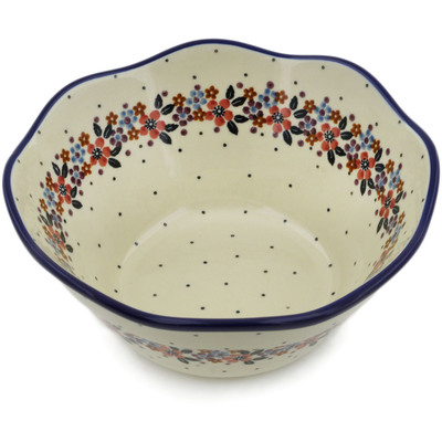 Polish Pottery Bowl 8&quot; Jewel Tones