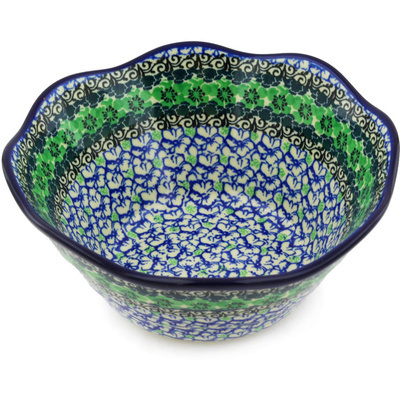 Polish Pottery Bowl 8&quot; Kiwi Flower