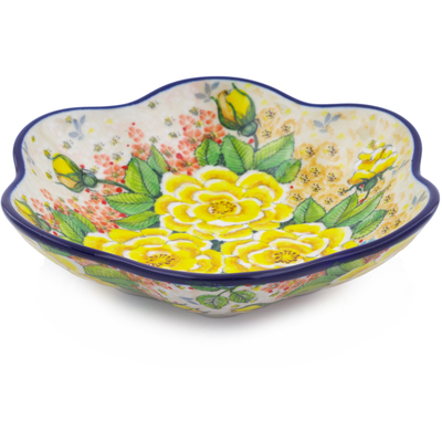 Polish Pottery Bowl 8&quot; L38 Yellow Elegance UNIKAT