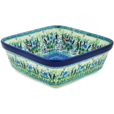 Polish Pottery Bowl 8&quot; Lavender Meadow UNIKAT