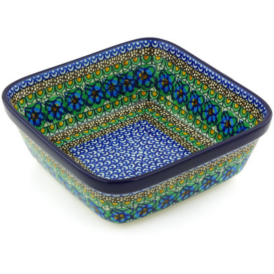 Polish Pottery Bowl 8&quot; Mardi Gras UNIKAT