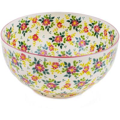 Polish Pottery Bowl 8&quot; Marry Me Maroon