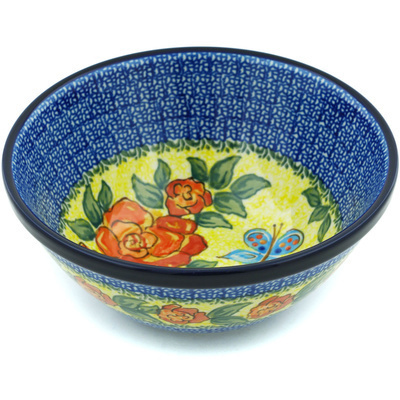 Polish Pottery Bowl 8&quot; Matisse Flowers UNIKAT