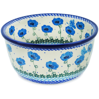 Polish Pottery Bowl 8&quot; Morning Poppies UNIKAT