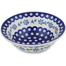 Polish Pottery Bowl 8&quot; Peacock Forget-me-not