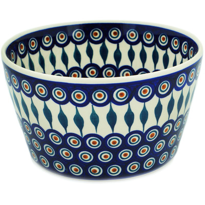 Polish Pottery Bowl 8&quot; Peacock