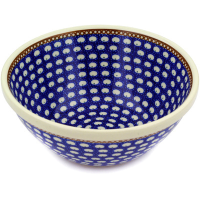 Polish Pottery Bowl 8&quot; Peacock Rain