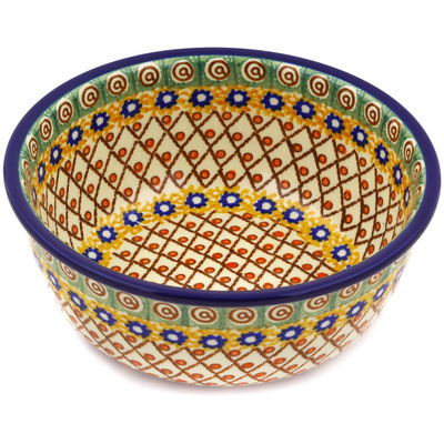 Polish Pottery Bowl 8&quot; Polish Basket UNIKAT