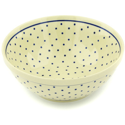 Polish Pottery Bowl 8&quot; Polka Dot