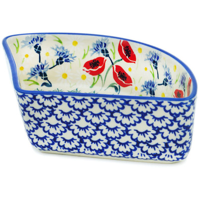Polish Pottery Bowl 8&quot; Poppies And Cornflowers UNIKAT