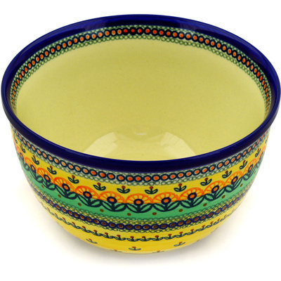Polish Pottery Bowl 8&quot; Prairie Sunrise UNIKAT