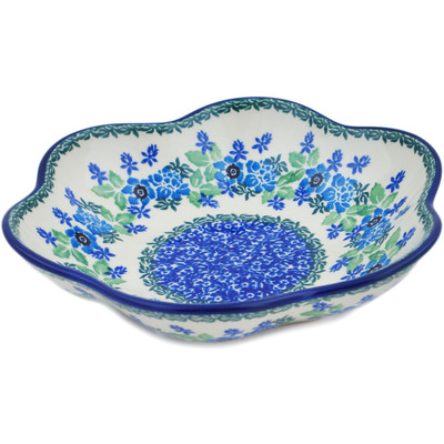 Polish Pottery Bowl 8&quot; Pretty In Blue