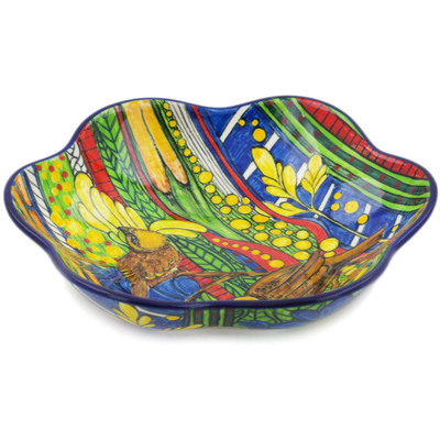Polish Pottery Bowl 8&quot; Rainbow Day UNIKAT