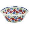 Polish Pottery Bowl 8&quot; Red Flower Meadow