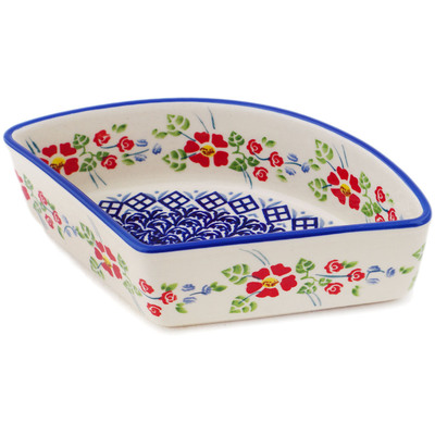 Polish Pottery Bowl 8&quot; Red Garden UNIKAT