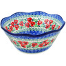 Polish Pottery Bowl 8&quot; Red Pansy