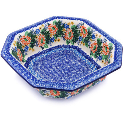 Polish Pottery Bowl 8&quot; Red Poppies UNIKAT