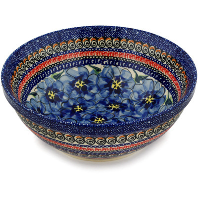 Polish Pottery Bowl 8&quot; Regal Bouquet UNIKAT