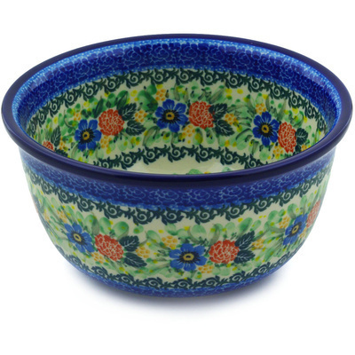 Polish Pottery Bowl 8&quot; Robbin&#039;s Meadow UNIKAT