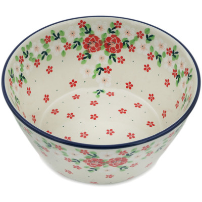 Polish Pottery Bowl 8&quot; Rosy Cheeks