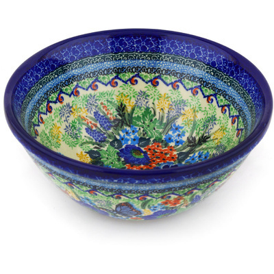 Polish Pottery Bowl 8&quot; Royal Blue Monarch UNIKAT