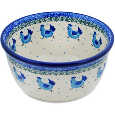 Polish Pottery Bowl 8&quot; Run Chicken Run