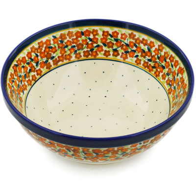 Polish Pottery Bowl 8&quot; Russett Floral