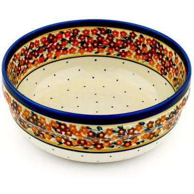 Polish Pottery Bowl 8&quot; Russett Floral