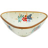 Polish Pottery Bowl 8&quot; Rustic Field Flowers Red