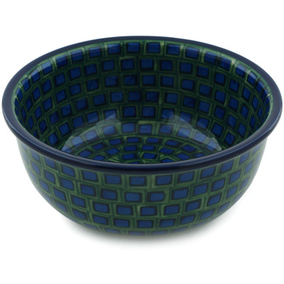 Polish Pottery Bowl 8&quot; Sapphire Mosaic UNIKAT