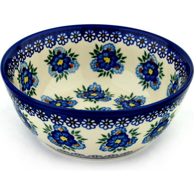Polish Pottery Bowl 8&quot; Skyflower Elegance