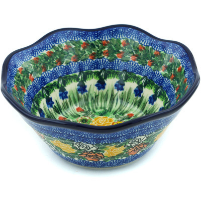 Polish Pottery Bowl 8&quot; Spring Garden UNIKAT