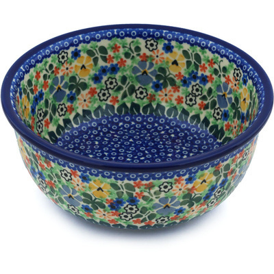 Polish Pottery Bowl 8&quot; Spring Garden UNIKAT