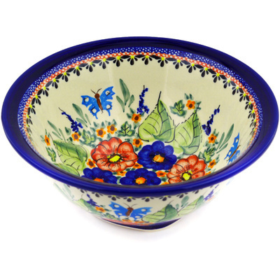 Polish Pottery Bowl 8&quot; Spring Splendor UNIKAT