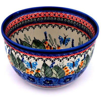 Polish Pottery Bowl 8&quot; Spring Splendor UNIKAT