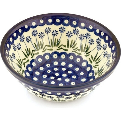 Polish Pottery Bowl 8&quot; Springing Calendulas