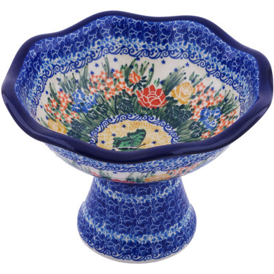Polish Pottery Bowl 8&quot; Springtime Butterfly UNIKAT