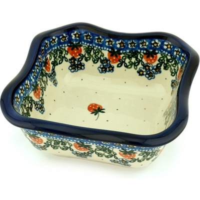 Polish Pottery Bowl 8&quot; Strwaberry Fever