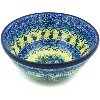 Polish Pottery Bowl 8&quot; Summer Garden UNIKAT
