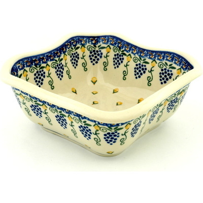 Polish Pottery Bowl 8&quot; Summer Grapes