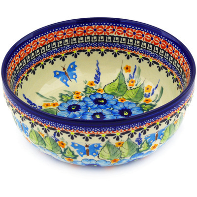 Polish Pottery Bowl 8&quot; Summer Splendor UNIKAT