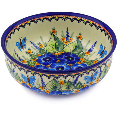 Polish Pottery Bowl 8&quot; Summer Splendor UNIKAT