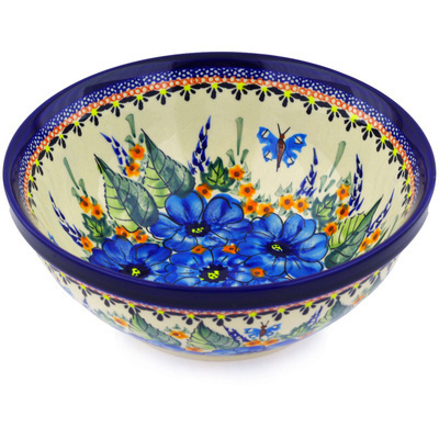 Polish Pottery Bowl 8&quot; Summer Splendor UNIKAT