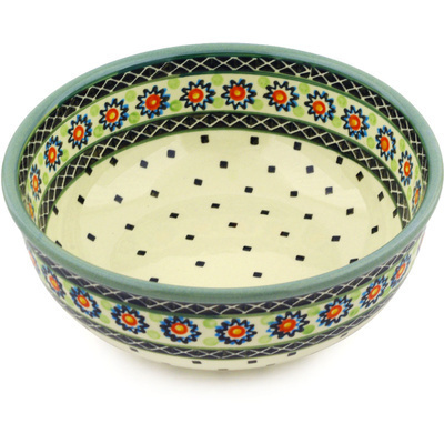 Polish Pottery Bowl 8&quot; Sunburt Circle