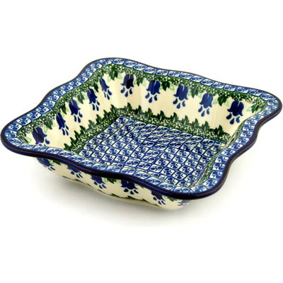 Polish Pottery Bowl 8&quot; Texas Bluebell