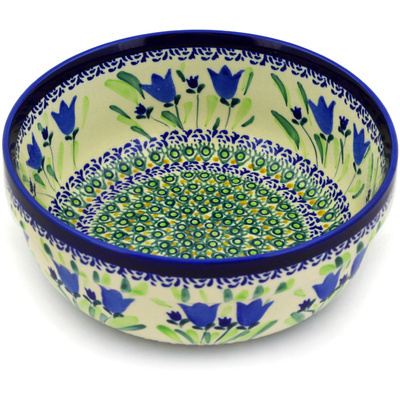 Polish Pottery Bowl 8" Tulip Fields UNIKAT