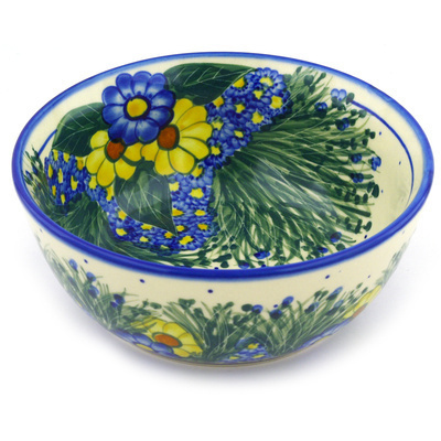 Polish Pottery Bowl 8&quot; Wildflower Meadow