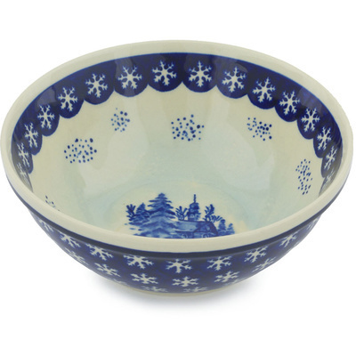 Polish Pottery Bowl 8&quot; Winter Chapel