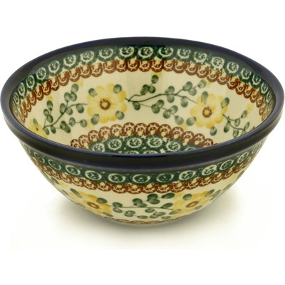 Polish Pottery Bowl 8&quot; Yellow Buttercup