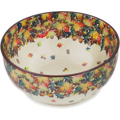 Polish Pottery Bowl 9&quot; Autumn Wind UNIKAT